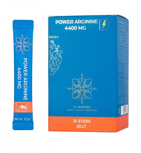 4 Lemons Power Arginine 4400 Mg / L-Аргинин, рекомендованный курс 3 упаковки по 30 стиков