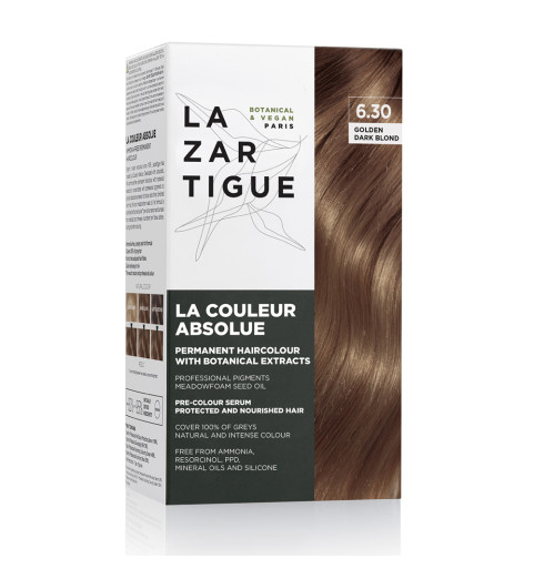 Lazartigue Couleur Absolue - Golden Dark Blond 6.30 / Краска для волос перманентная безаммиачная - Золотистый тёмный блондин 6.30 , набор Lazartigue Couleur Absolue - Golden Dark Blond 6.30 / Краска для волос перманентная безаммиачная - Золотистый тёмный блондин 6.30 , набор
