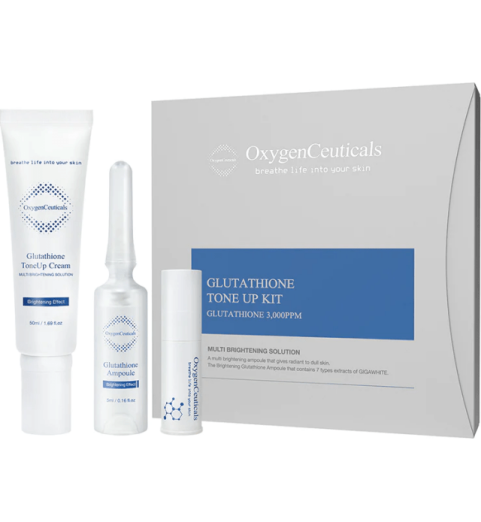 OxygenCeuticals Glutathione ToneUp Kit / Набор: осветляющий крем 50 мл + трипептидная сыворотка в ампулах 2*5 мл, 2*5+50 мл OxygenCeuticals Glutathione ToneUp Kit / Набор: осветляющий крем 50 мл + трипептидная сыворотка в ампулах 2*5 мл, 2*5+50 мл