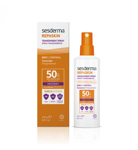 Sesderma Repaskin Transparent Spray Body Sunscreen SPF 50 / Спрей солнцезащитный прозрачный для тела SPF 50, 200 мл Sesderma Repaskin Transparent Spray Body Sunscreen SPF 50 / Спрей солнцезащитный прозрачный для тела SPF 50, 200 мл