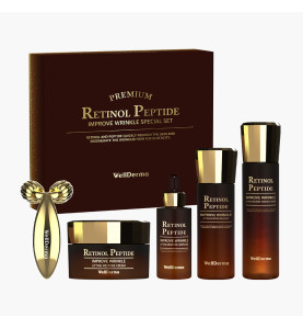 WellDerma Retinol Peptide Lifting Restore Special Set / Премиальный набор с массажером на основе ретинола и пептидов для лифтинга и восстановления кожи из 5 предметов (150 мл + 30 мл + 120 мл + 50 мл + 1 шт) WellDerma Retinol Peptide Lifting Restore Special Set / Премиальный набор с массажером на основе ретинола и пептидов для лифтинга и восстановления кожи из 5 предметов (150 мл + 30 мл + 120 мл + 50 мл + 1 шт)