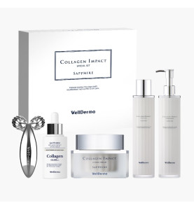 Wellderma Sapphire Collagen Impact Special Set / Премиальный набор из 5 предметов (тоник/ эмульсия/ сыворотка/ крем/ массажер), 100 мл + 100 мл + 50 мл + 50 гр + 1 шт Wellderma Sapphire Collagen Impact Special Set / Премиальный набор из 5 предметов (тоник/ эмульсия/ сыворотка/ крем/ массажер), 100 мл + 100 мл + 50 мл + 50 гр + 1 шт